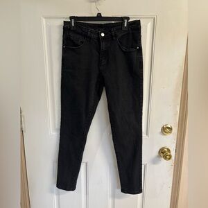 Small Manfinity Homme Solid Black Denim Slim Fit Skinny Jeans.  In EUC!